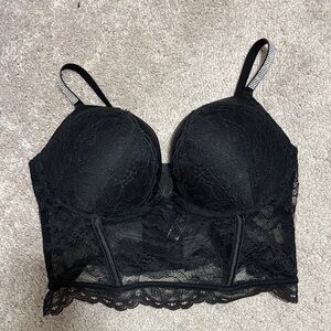 Victoria's Secret Black Lace Longline Bra